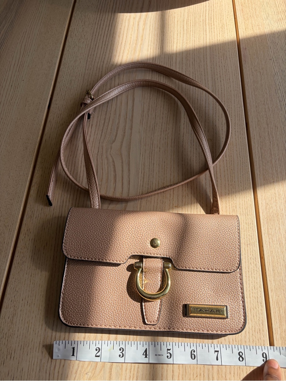 Tahari Minimalist Women's Crossbody Bag in Tan
